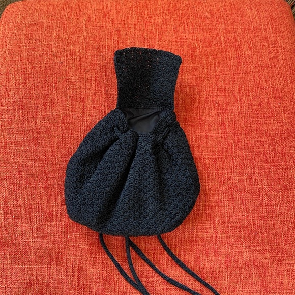 VTG 90s The Sak Black Crochet Backpack Bag Mini Small main image 9